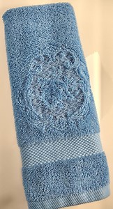 Embroidered Seashell and Flowers Embossed Blue Bathroom Hand Towel - Etsy