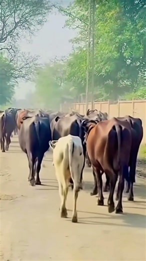 Peaceful Village Morning 🌿 Cows Going to Green Fields | Quail Bird Natural Sound