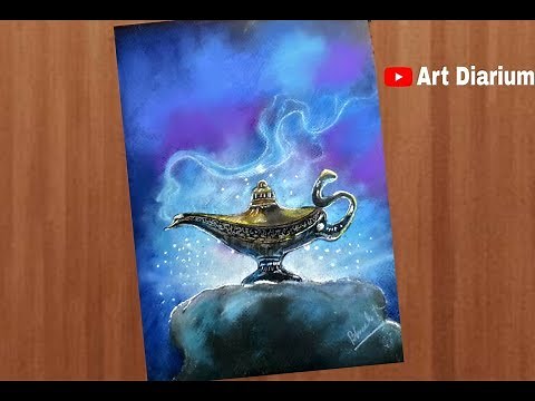 Very Easy! How to Draw Aladdin's Magic LAMP | Pastel Drawing