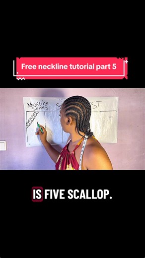 Today’s free tutorial is how to draft a scallop neckline. Follow like and share for more free tutorials #fashiondesignerinlokoja #tipsfortailorsbytst #fashionacademyinlokoja #sewingforbeginners #scallopneckline