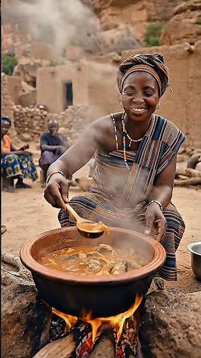 Dogon Woman Cooking Tradisional Fish Stew | African Village Life #triballife #tribalfeast #primitive