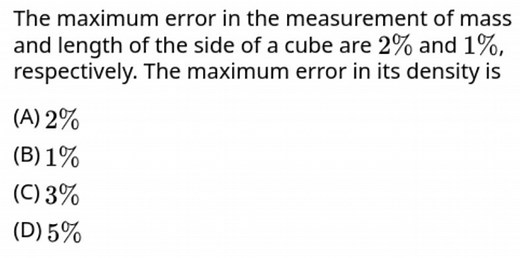 The maximum error in the measurement of mass and length of the ... | Filo