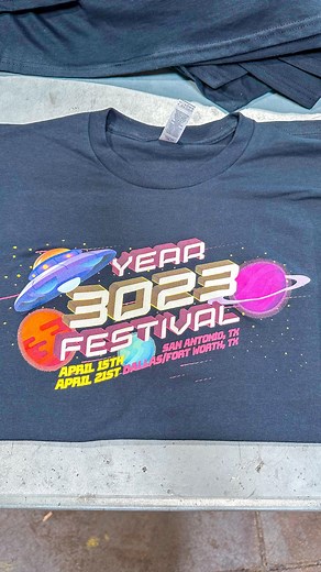 Used the digital squeegee to print this colorful design🛸🪐🚀 Comment below if you’re attending any festivals this year👇🏼 . . . . . #customapparelprinting #customappareltrends #customapparelwebsites #screenprinting #customapparelbrands #screenprintingsmallbusiness Screen print shop. Screen printing shop. Custom apparel shop. Digital squeegee. | DFW INK