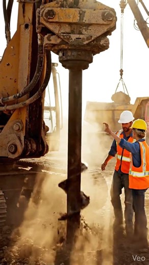 A large pile drilling rig working at a construction