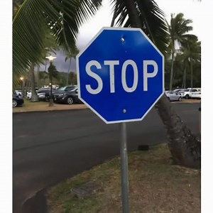 🧐We came across this BLUE stop sign yesterday. Our neighbor told us that, apparently, because it's blue, it means something else. What does a blue stop sign mean?⤵️ | Arnold Kent