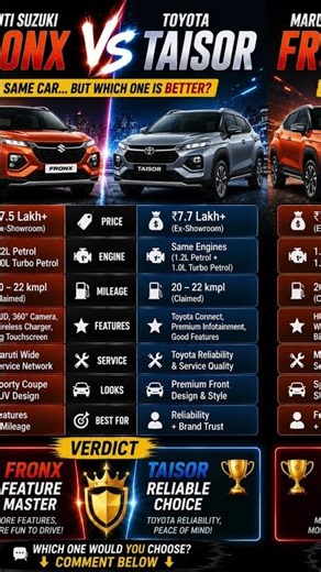 SAME CAR? 🤯 Fronx vs Taisor 🔥 Which One is Better? #shorts