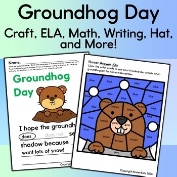 Groundhog Day Activities Worksheets ELA Math Centers Crafts Crown Kindergarten