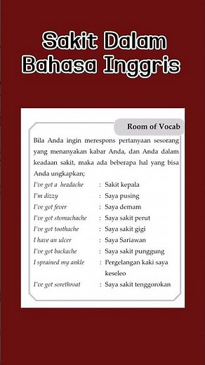 Cara bilang sakit dalam bahasa inggris #inggrisindonesia #bahasainggris #bahasainggrisitumudah