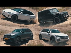 SUV Battle 2020: Tesla Model X, Mercedes G63 & GLE, BMW X5, Volkswagen Touareg, Toyota FJ Cruiser
