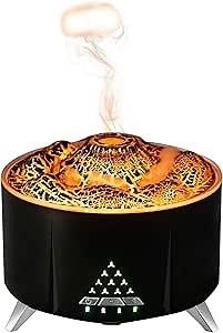 Volcano Aroma Diffuser, Ultra Silent Flame Diffuser Humidifier, Jellyfish/Flame 2 Mist Mode Aromatherapy Flame Humidifier, Automatic Shut-Off, Timer Function