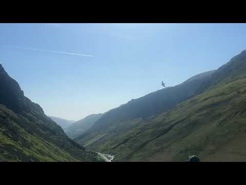 2 Ship RAF Eurofighter Typhoon passing through the Mach Loop.