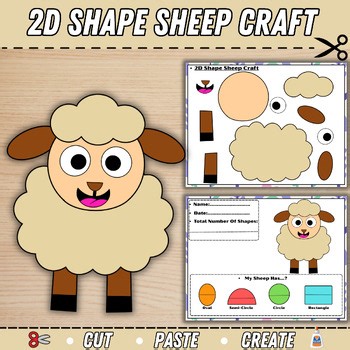 2D Shape Sheep Craft | Farm Animal Math Activity | Geometry Cut & Paste