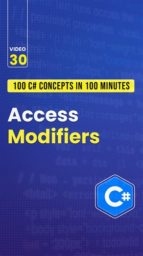 30/100 - C# in 1 Minute: Everything You Need to Know Access modifiers act as security levels for your code, controlling exactly which parts of your application can communicate with each other. In this tutorial, we break down the four main modifiers (Public, Private, Protected, and Internal) and explain why you should always default to the most restrictive level possible. Don’t forget to follow for more tutorials! #learncsharp | DotNet, How?