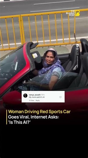 Woman Driving Red Sports Car Goes Viral | Real or AI? Internet Can’t Decide | The Bharat Post