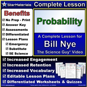 Complete Lesson for Bill Nye Probability - Worksheets, Quizzes, Lesson Plans