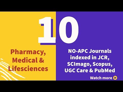 10 Pharmacy, Medical & Lifesciences Journals Review | No APC | JCR, PubMed, Scopus, WoS Indexed