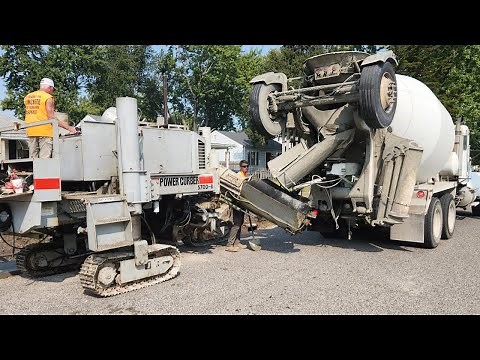 Concrete Curb Machine in Action | Road Work Ahead