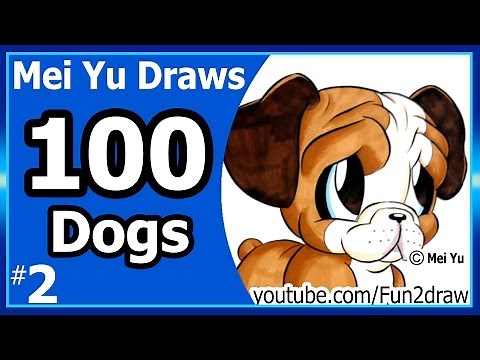 CUTE Bulldog - Mei Yu Draws 100 Dogs #2 - 100 Drawings CHALLENGE - Fun2draw (Art Challenge)