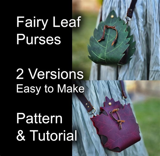 Fairy Leaf Purse - Leather Pouch Pattern - DIY PDF With Maple & Simple Leaf Designs - Fantasy Drawstring Bag for Elves, Dnd, LARP, Cosplay, - Etsy