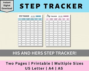 Step Tracker Printable, Daily Step Log Printable, Fitness Tracker, Workout Tracker, Weekly Step Log, Digital Download, US Letter, A4, A5 - Etsy UK
