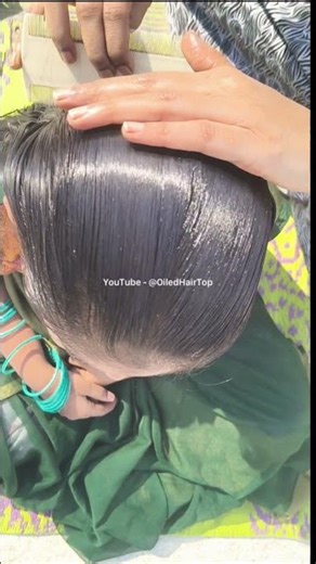 Heavily oiled hair sleek combing