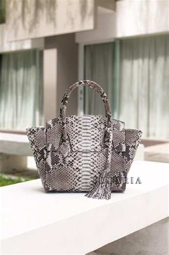 Large Python Leather Structured Tote Bag - Luxury Snakeskin Handbag - Etsy