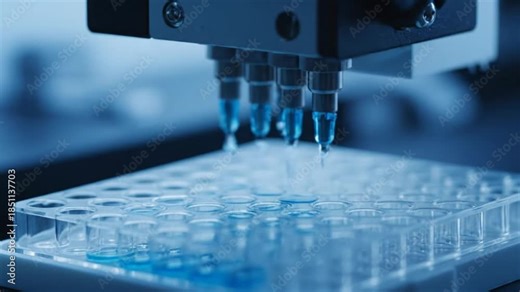 Automated Robotic Liquid Handling System in a Modern Science Laboratory for Research.