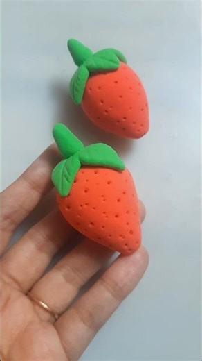 DIY idea 💞 How to make easily strawberry 🍓 with Super clay #trend​ #clay​ #music​ #funny​ #clay​