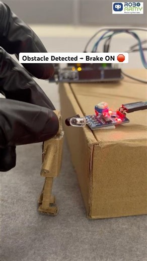 Automatic Braking System! 🚗⚡Obstacle detected → Brake instantly! 😳 #roboarmy #arduinoprojects