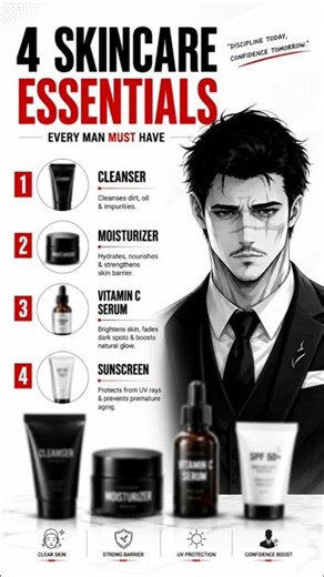 4 Skincare Essentials |Every Man Needs|#Mens #glowup #skincare