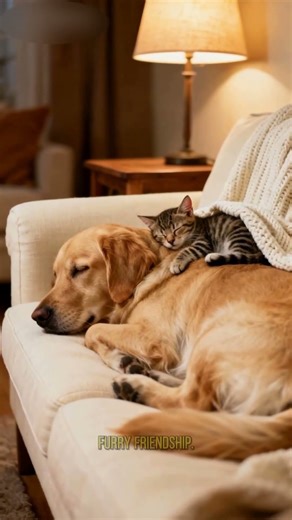 “Everyone Melts Watching This Dog Hug a Sleeping Kitten ❤️🐾” #cat #cutecat