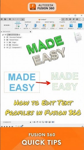 How to Edit Text Profiles in Fusion 360 #fusion360 #shorts #youtubeshorts #subscribe #viral