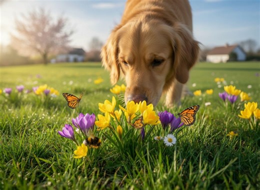 Spring Pet Digital Backdrop, Flower Field Dog Background, Butterfly Garden Pet Photo Editing Download - Etsy