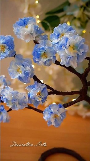 How to Make A Blue Blossom Tree With Paper Towel 🧻/DIY Tree Making Ideas With Napkin #diy #tree