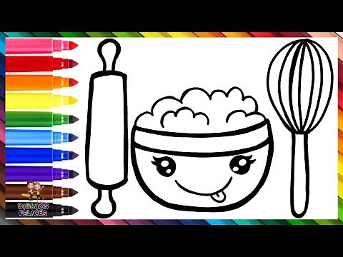 Dibuja y Colorea Utensilios De Cocina 👩‍🍳🍪🥣🌈 Dibujos Para Niños