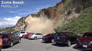 Cliffside near beach collapses in Malibu