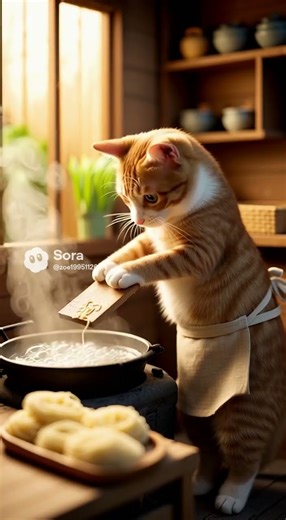 🐈🍜 knife-cut noodles 包丁で切った麺#cute #cutecats#shorts#shortvideo#cat