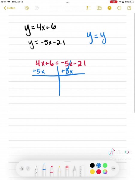 Solving a System of Equations using Substitution pt. 1 #math #mathtok #algebra