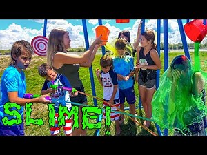 Slime party! Sis vs Sis & Bro vs Bro SLIME Games Challenge!