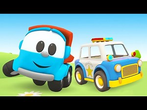Leo the truck & kids vehicles: A police car cartoon & a garbage truck for kids - Videos For Kids