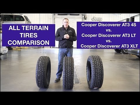 All Terrain Tire Comparison. Cooper Discoverer AT3 4S, Discoverer AT3 LT, Discoverer AT3 XLT.