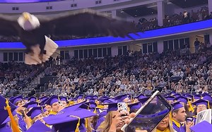 College Graduation Ceremony Had Bald Eagle Flyover & It About Took A College Kid’s Head Off