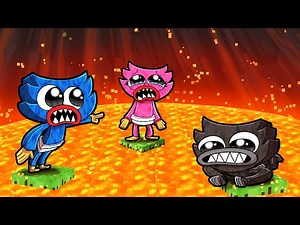 One Block VOLCANO Skyblock with... HUGGY WUGGY's! (Minecraft)