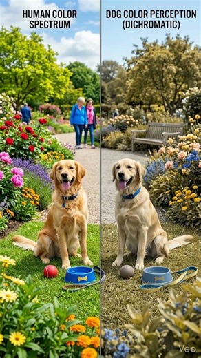 Dogs don’t see colors the same way humans do. Watch #dogbehavior #dogtraining #shorts #dogs