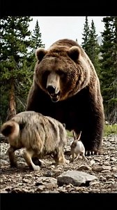 Bear Saves Rabbit from Chasing Wolf | Unexpected Wildlife Rescue #WolfChasingRabbit #SavannaLife