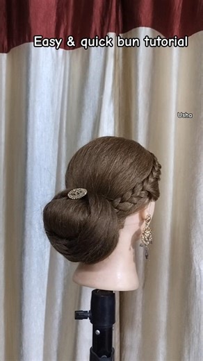 Quick bun hairstyle ❤️ #unique #hairstyle #easy #quick #bun #hairdo #ytshorts 🍂