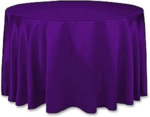 LinenTablecloth 108-Inch Round Satin Tablecloth Purple
