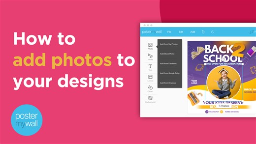 How to add photos to your designs in PosterMyWall - Gradient by PosterMyWall