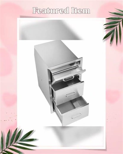 17 x 30 x 21 Inch Outdoor Kitchen Storage Drawers Stainless Steel with Paper Towel Holder