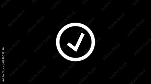 Check mark icon animation animation on the backgrounds .check mark concept animated icon isolated black background.Check mark animation.white color simple approved 4k video. Stock Video